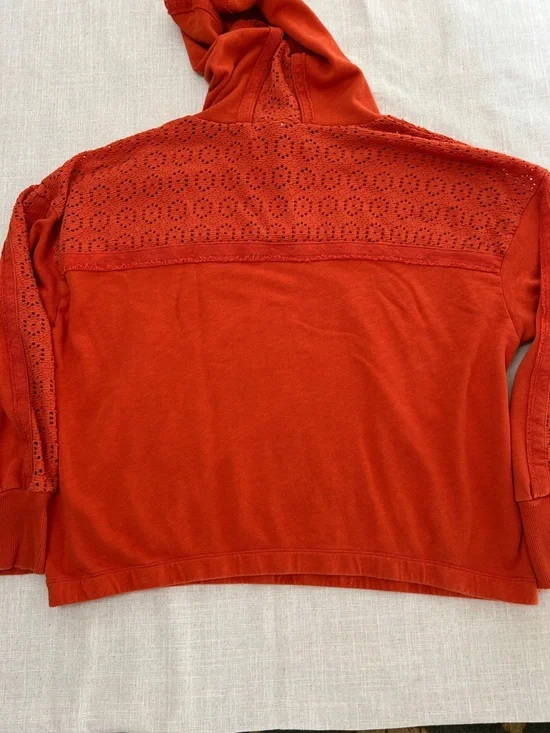 Daily Practice by Anthropologie Robyn Crocheted Hoodie Women's 3X Orange - Picture 10 of 15